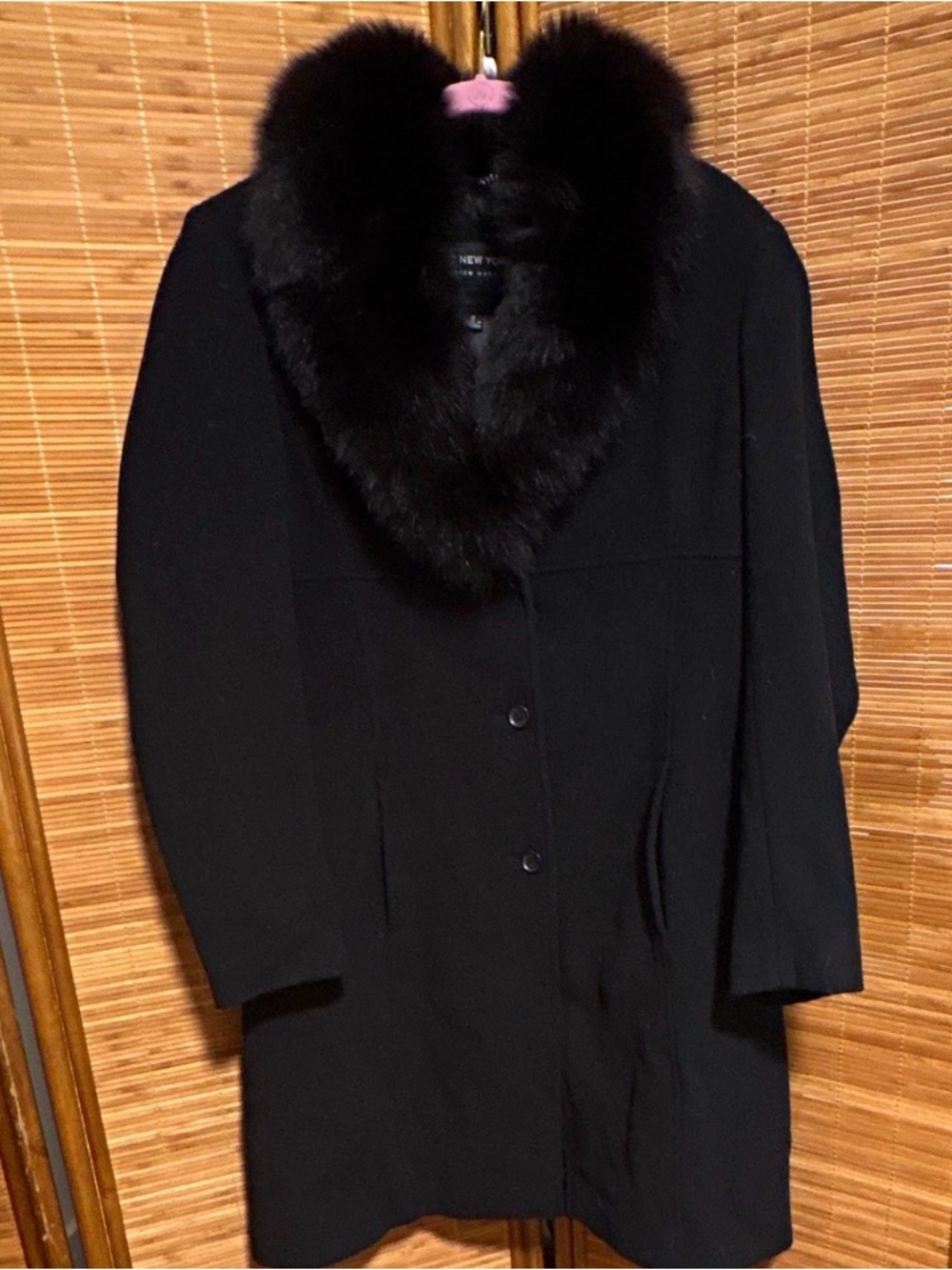 Andrew Marc Black Coat with Plush Fur Collar